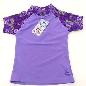 Tuga PLUM Purple Floral SS Rash Guard Sz 6-7yrs